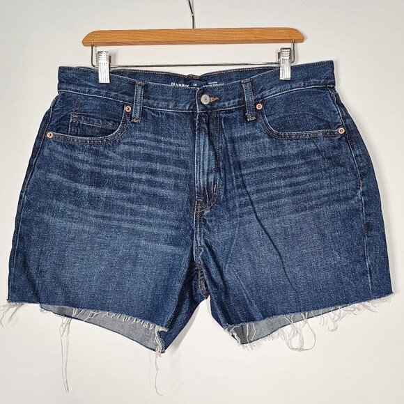 Old Navy Women High-Rise Slouchy‎ Cut Off Shorts Jean Mid-Wash Denim Blue 14 - Picture 3 of 9
